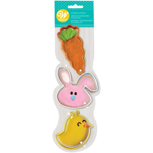 [08053094] WILTON 3-PIECE EASTER CARROT/BUNNIE/CHICK COOKIE CUTTER SET