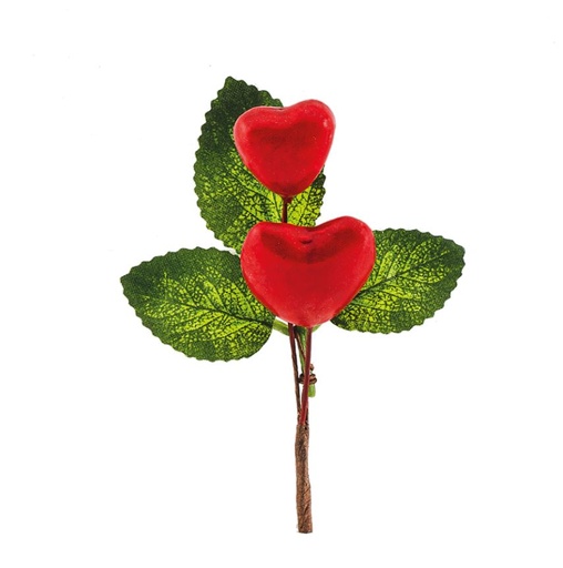 [61704108] PIQUET TIGE AVEC DOUBLE COEURS ROUGES H5CM