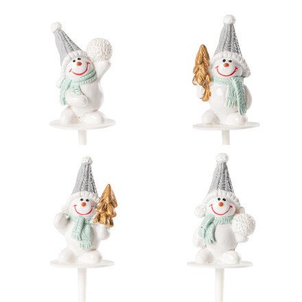 [08054490] 1015409 BONHOMME DE NEIGE CHAPEAU 3D SUR PIC 4CM 64PIÈCES **S/CD***