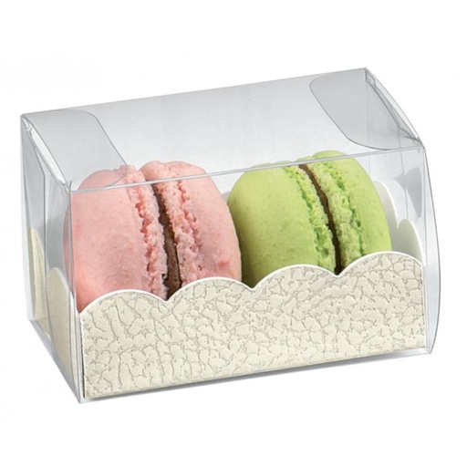 [60116970] ETUI MACARON ASTUCCIO FOND BLANC CUIR 80X80X50MM