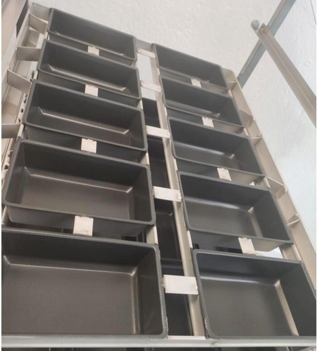 [51201483] ASSEMBLAGE 10 PLATINES A PAIN 21X12CM HT 6CM TEFLONNEE POUR FOUR ROTATIF (PLAQUE 60X80CM)