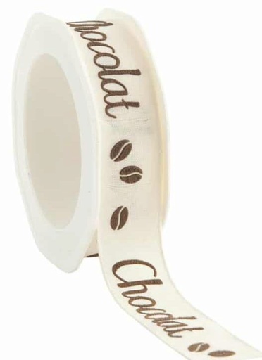 [61300303] RUBAN CREME "CHOCOLAT"  25MM X 15M FOST+ INCLUS