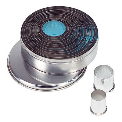 [52001024] BOITE DE 14 DECOUPOIRS RONDS UNIS EN FER BLANC DE 2 CM A 11 CM