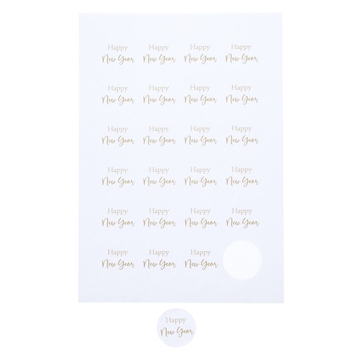 [62230140] AUTOCOLLANT 4CM HAPPY NEW YEAR OR 24PCS