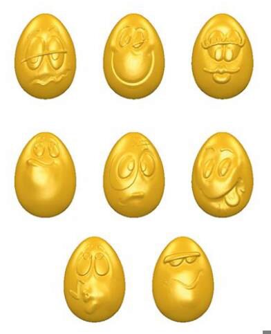 [70409396] SMILEY EGG CHOCOLATE MOLD 33 MM 8 FIG. CW1580 3X8 -- 5.5GR