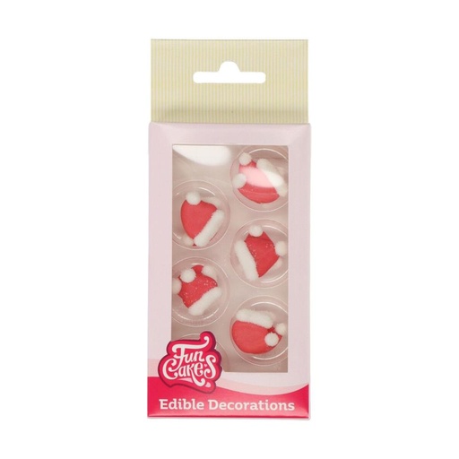 [08053153] FUNCAKES BONNET DU PERE NOEL 2D EN SUCRE 12 PCES