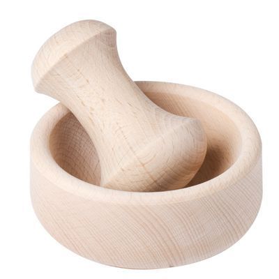 [57659372] WOODEN MORTAR+PESTLE PM 10CM - 25PIL6