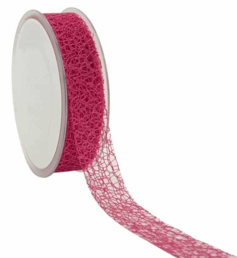 [70410130] RUBAN TREILLIS FUCHSIA  25MM  20M