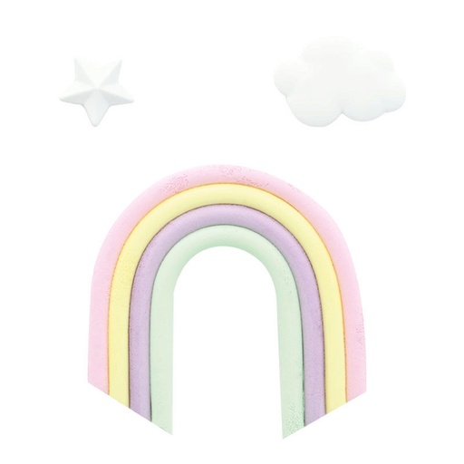 [08080852] 1041019 KIT ARC EN CIEL + ETOILE + NUAGE EN PATE A SUCRE