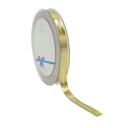 [60700718] SHINY GOLD MERRY CHRISTMAS RIBBON 10MM X 20M