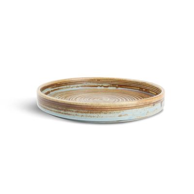 [74500499] F2D ESCURA ASSIETTE PLATE BORD DROIT 17.5XHT2.5CM BRUN-VERT - 604020
