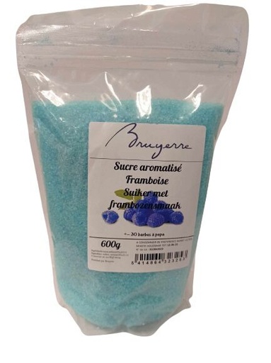 [08020130] SUIKER VOOR BARBE A PAPA GEAROMATISEERT FRAMBOOS BRUYERRE ZAK 600GR=PAK***OP BESTELLING