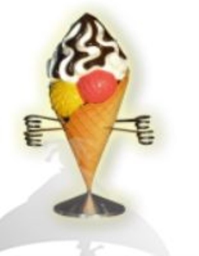 [53913039] MINI CONE HOLDER 3 SCOOPS + SOFT CHOCOLATE HT42CM