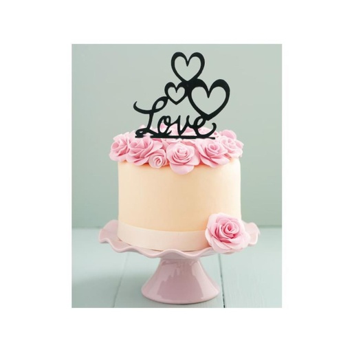 [08075952] LOVE AVEC COEURS GM A PIQUER NOIR 2D 12.5CM