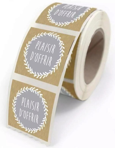 [70407638] NATURE ADHESIVE LABELS THE PLEASURE OF GIVING ROLL OF 500