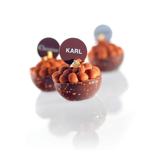 [08056182] 008971 PCB ZWART GESPEKTE BRONZEN POMPONETTEN Ø3,4 CM H. 1,4 CM 210STUKS ***S/CD***