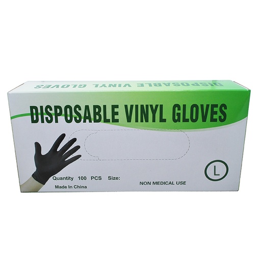 [53162086] GANTS VINYL NOIR TAILLE LARGE NON POUDRES 100PCES