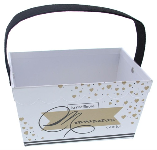 [60100495] RECTANGULAR MAMAN "HEARTS" BASKET WITH HANDLE 145X190XHT200MM