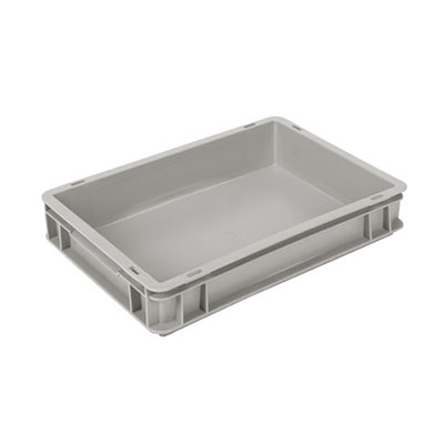 [50611105] EURONORM BAK 40X30XH8CM GRIJS VOLLEDIG VERSTERKT GESLOTEN HANDGREPEN PB-4308E
