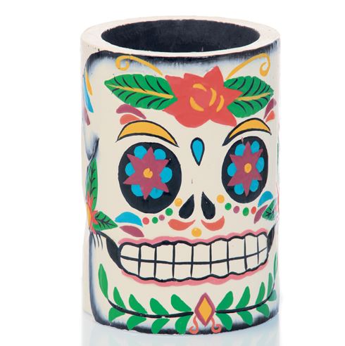 [71400001] WOODEN GLASS HOLDER CALAVERAS Ø8CM H15CM