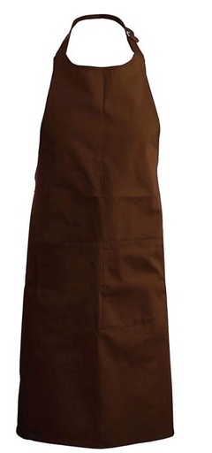 [53141061] TABLIER KARIBAN BAVETTE + POCHE BRUN CHOCOLATH90XL71CM POLYESTER/COTON