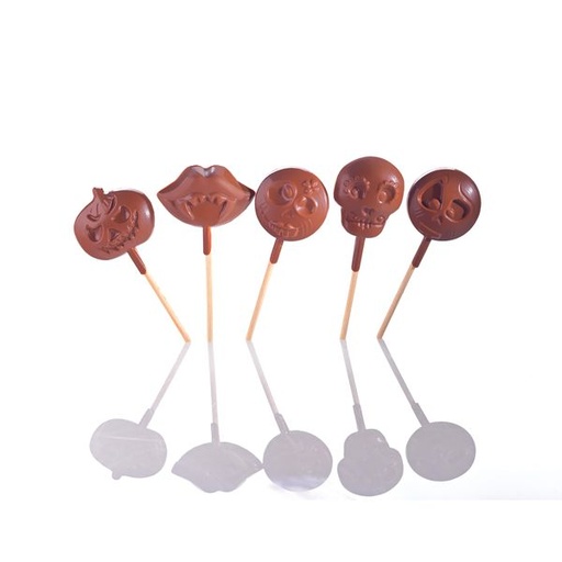 [60700699] 070390 PRINTPLAAT HALLOWEEN LOLLY MALLEN + STOKJES 5MOD+-15GR 9X5 STUKS ***s/cd***