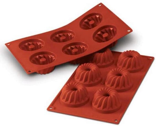 [57663917] SILIKOMART SF058 MOULE 6 PETITS KOUGLOF Ø70 HT   36MM 80ML ANTI-ADHESIF GN1/3 -50° À 250°