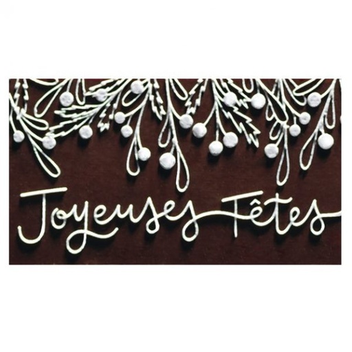 [08056090] 087131 PCB RECHTHOEKEN CN MET RELIËF JOYEUSES FÊTES 5X2.8 CM 72 STUKS ***S/CDE***