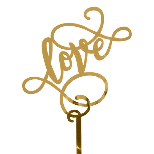 [08054557] 1028114 CAKETOPPER LOVE OR 12CM PLASTIQUE 10 PIECES***S/CD***