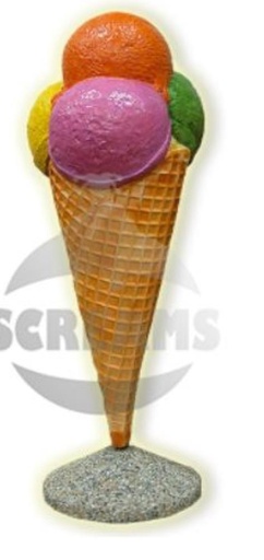 [53913020] GIANT 3D ICE CREAM SCOOPS CONE HT193CM SIDEWALK/PC CONCRETE BASE