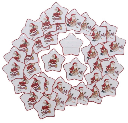 [60700549] ETIQUETTE A ACCROCHER PERE NOEL JAKU 5X75X75MM PAQUET DE 36 PCES