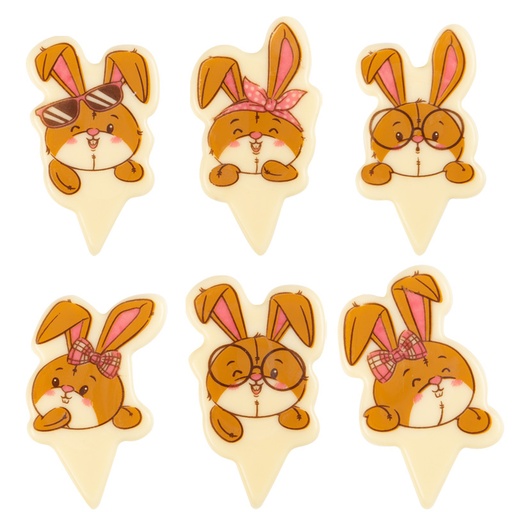 [08054580] 2069138 PLAQUETTE LAPIN DROLE A PIQUER 45MM CHOCOLAT60 PCES