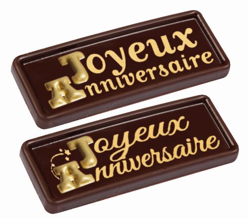 [08050600] 2JA11185W RECT JOYEUX ANNIVERSAIRE CHOCOLADE 26X68MM 84ST