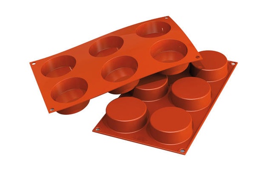 [70408319] SILIKOMART SF205 MOULE 6 CYLINDRES Ø70 HT 27MM 103,5ML ANTI-ADHESIF GN1/3 -50° À 250°