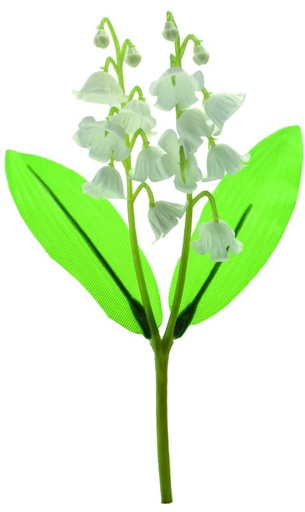 [60700775] PIQUET MUGUET 2 BRANCHES 2 FEUILLES HT 15CM  PLASTIQUE 30 PCES