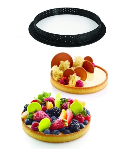[51657385] ROND SILIKOMART TAARTRING VORM DIAM150 H20MM GEPERFOREERD SCHIJF 2 STUKKEN=DOOS