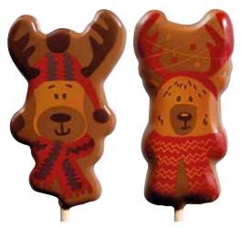[60700700] 065265 PCB BLISTERS “REINDEER“ LOLLIPOPS AND STICKS 2 DESIGNS H. 7 CM - ± 15 G 5X9 PCES ***s/cd***