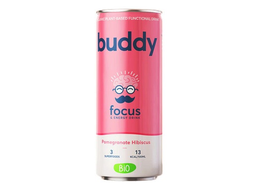 [02060479] BUDDY POMEGRANATE HIBISCUS DRINK CANS 12 X 250ML