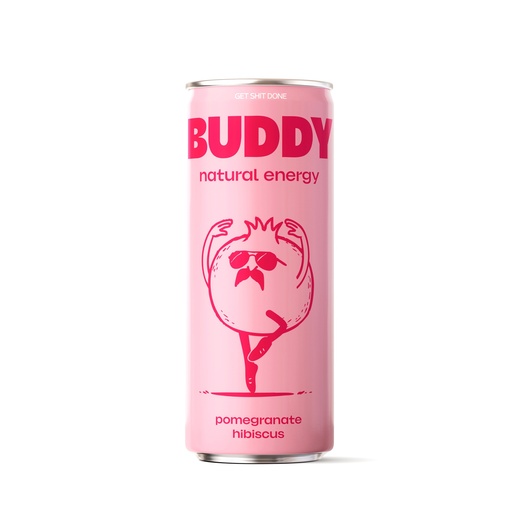 [02060479] BUDDY POMEGRANATE HIBISCUS DRINK CANS 12 X 250ML