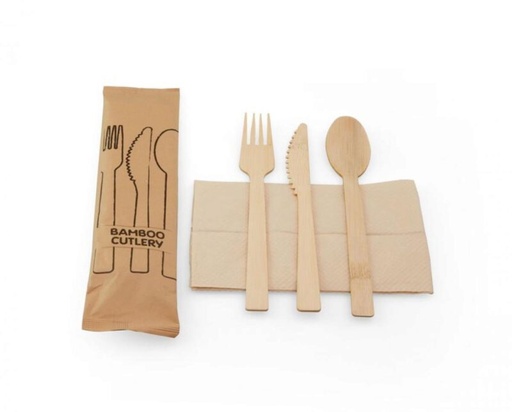 [53522273] SIER SET COUVERTS BAMBOU + SERVIETTE +POCHETTE FSC