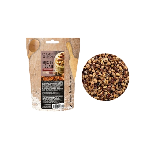 [08075334] PATISDECOR GEKARAMELISEERDE PECANNOOT CHIPS 100GR
