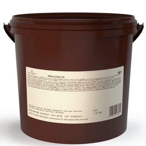 [03070031] CALLEBAUT PRA CLAS T14 HAZELNOOTPRALINE  EMMER VAN 5KG = KG