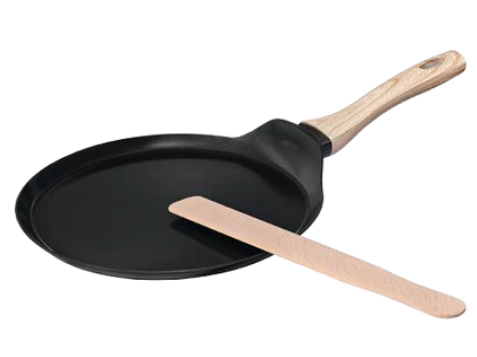 [57661194] PYREX PANNENKOEKENPAN 26CM KERAMISCH +HOUTEN SPATEL-ALLE KOOKPLATEN