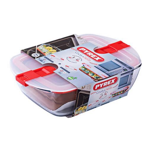 [60251620] PYREX COOK&HEAT SET 2 PLATES 28X20XH8+23X14XH4CM A/C - 2 STEAM-BOROSILICATE VALVES -40+300°