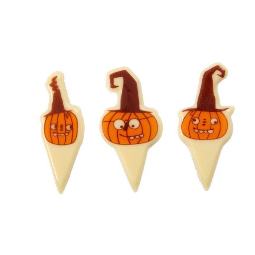 [08054385] 91134 CHOCOLATE PUMPKIN STICK-ON BLOCK 6X2CM 120 PIECES ***S/CD***