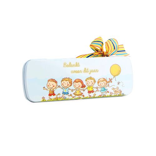 [61700518] WITTE DOOS KINDERBALLON "BEDANKT VOOR DIT JAAR" 20.8X7.3XH2CM