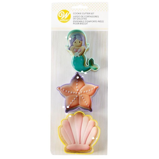 [08053062]  WILTON 3-PIECE MERMAID THEME COOKIE CUTTER