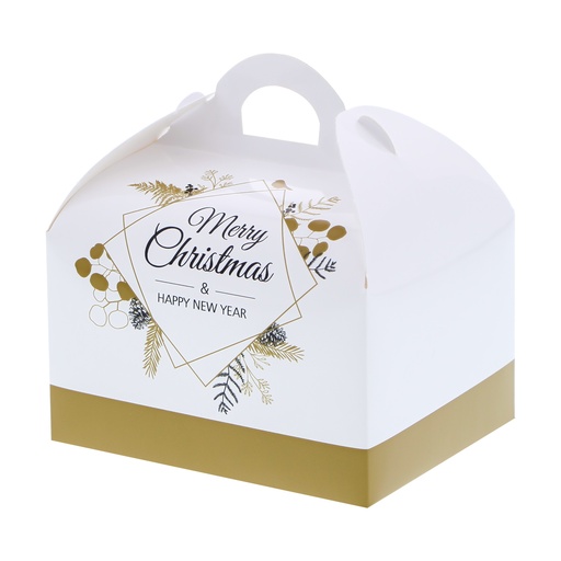 [62230145] BALLOTIN WITH HANDLE 250GR MERRY CHRISTMAS & HAPPY NEW YEAR 10X8XH11CM