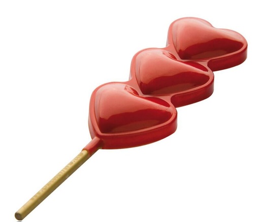 [70410621] CHOCOLADEVORM LOLLY 3 HARTEN CF1103 17.5X27.5CM * 1X6 *21GR