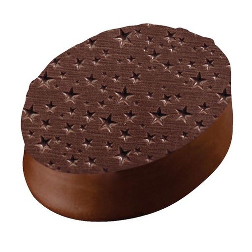 [60700693] 074288 PRINTPLAAT RELIËFFOLIE VOOR CHOCOLADE STERREN 25X40CM 27 STUKS